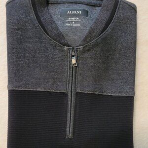 Alfani Blue 1/4 Zip Stretch Long Sleeve Sweater Mens Small